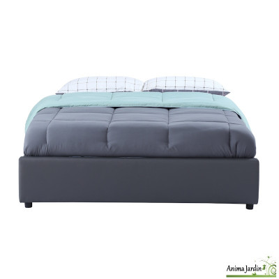 Lit coffre 140x190 cm avec sommier - Simili cuir Otto