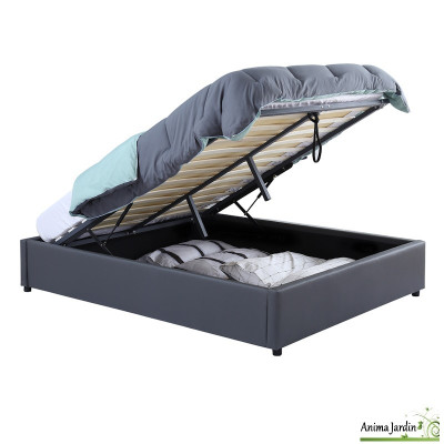 Lit coffre 140x190 cm avec sommier - Simili cuir Otto