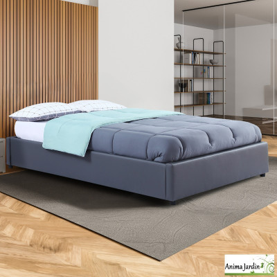 Lit coffre 140x190 cm avec sommier - Simili cuir Otto