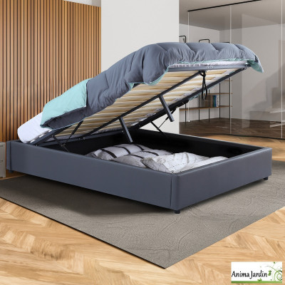 Lit coffre 140x190 cm avec sommier - Simili cuir Otto