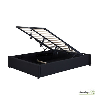 Lit coffre 140x190 cm avec sommier - Simili cuir Otto