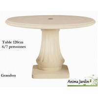 Table en pierre reconstituée, ronde 120cm, Grandon, achat/vente