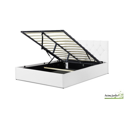 Lit coffre 140x190 cm avec sommier - PVC - Hanna