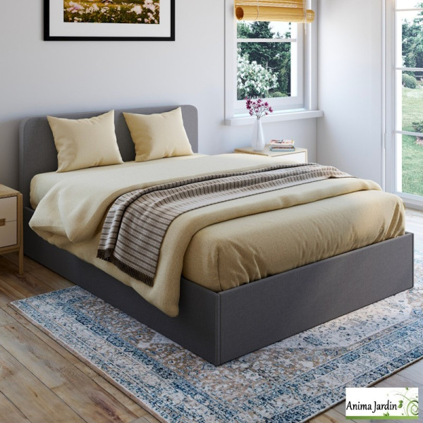 Lit coffre 140x190 cm avec sommier - Tissu - Louise
