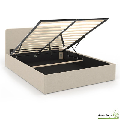 Lit coffre 140x190 cm avec sommier - Tissu - Louise