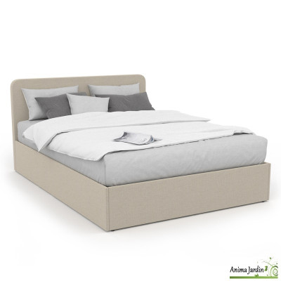 Lit coffre 140x190 cm avec sommier - Tissu - Louise