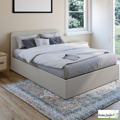 Lit coffre 140x190 cm avec sommier - Tissu - Louise