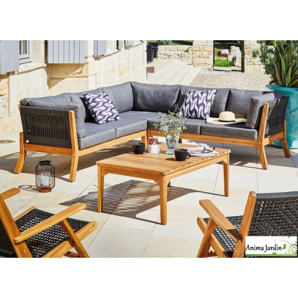 Salon de jardin d'angle Dahlia en bois 5P - ProLoisirs