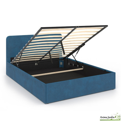 Lit coffre 140x190 cm avec sommier - Velours - Louise