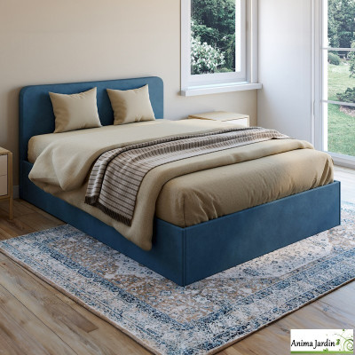 Lit coffre 140x190 cm avec sommier - Velours - Louise