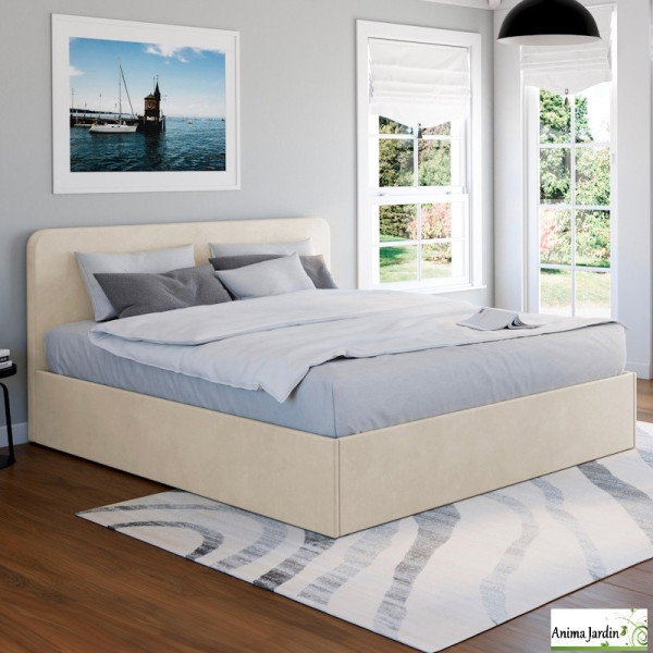 Lit coffre 160x200 cm avec sommier - Velours - Louise