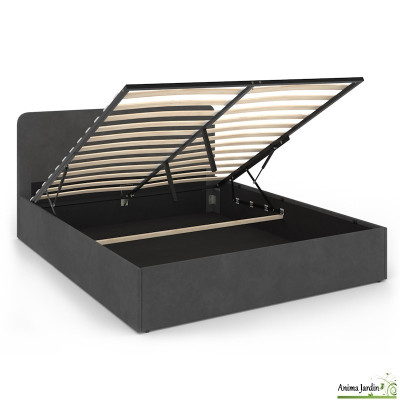 Lit coffre 160x200 cm avec sommier - Velours - Louise