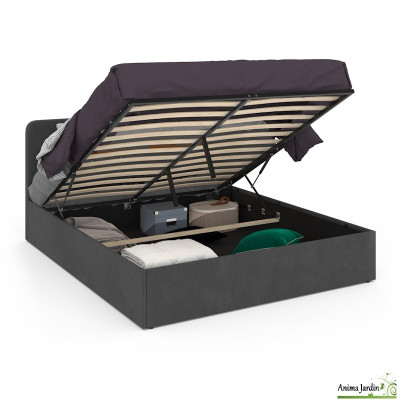 Lit coffre 160x200 cm avec sommier - Velours - Louise