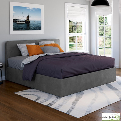 Lit coffre 160x200 cm avec sommier - Velours - Louise