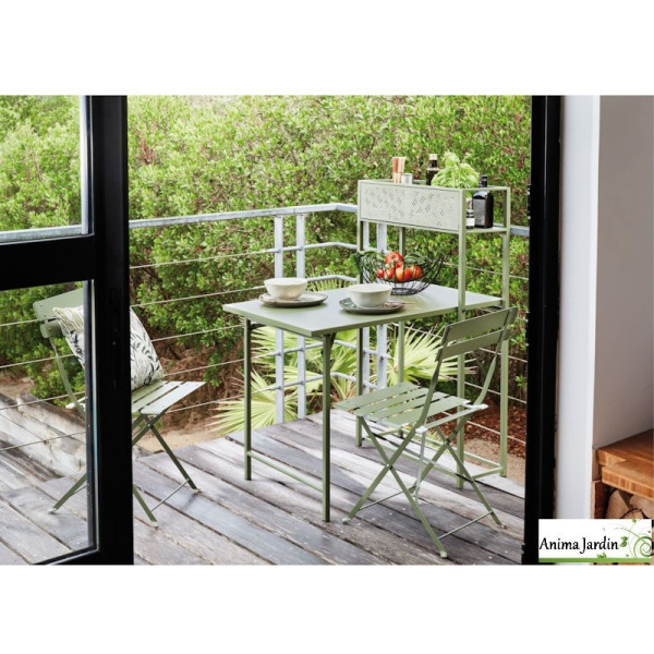 Salon de jardin 2P Set Balcon avec étagère - ProLoisirs
