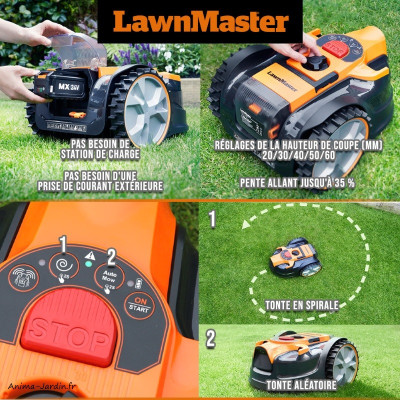 Robot tondeuse autonome, 24 V, sans fil périmétrique, Lawnmaster