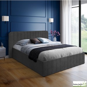 Lit coffre 160x200 cm avec sommier - Velours gris - Valentina