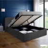 Lit coffre 160x200 cm avec sommier - Velours gris - Valentina
