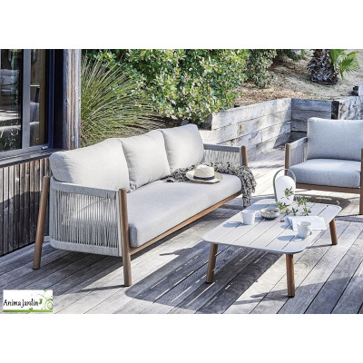Salon de jardin beige & bois Dériveur, 5P - ProLoisirs