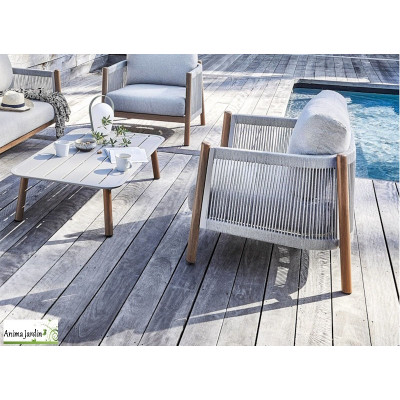 Salon de jardin beige & bois Dériveur, 5P - ProLoisirs