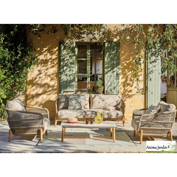 Salon de jardin Rope & bois Barbara, 4P - ProLoisirs