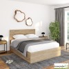 Lit coffre 140x190 cm avec sommier - Effet bois - Sicilia