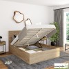 Lit coffre 140x190 cm avec sommier - Effet bois - Sicilia