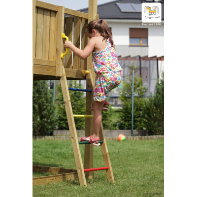 Portique en bois, Carol 2, avec balançoire et toboggan, Fungoo