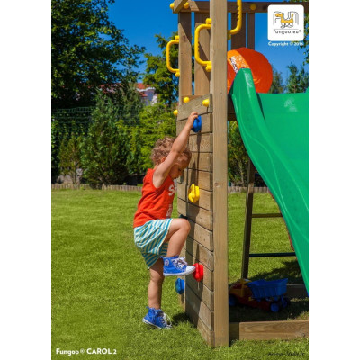 Portique en bois, Carol 2, avec balançoire et toboggan, Fungoo