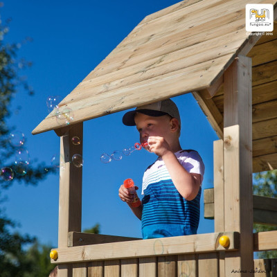 Portique en bois, Carol 2, avec balançoire et toboggan, Fungoo