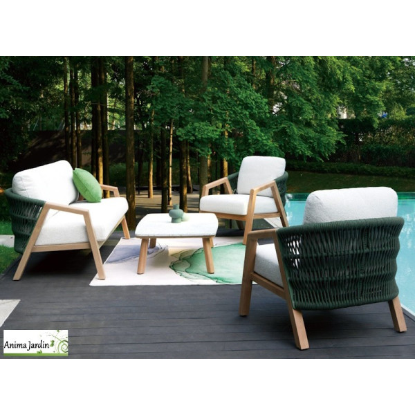 Salon de jardin Bois/Vert Batz, 5P - ProLoisirs