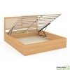 Lit coffre 160x200 cm avec sommier - cannage & effet bois - Eve