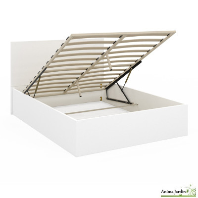 Lit coffre 160x200 cm avec sommier - Bois blanc - Sicilia