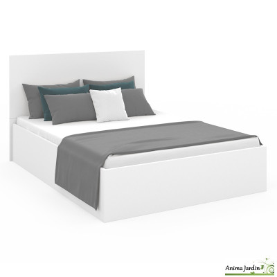 Lit coffre 160x200 cm avec sommier - Bois blanc - Sicilia