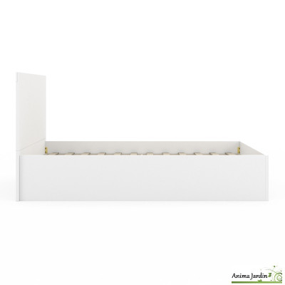 Lit coffre 160x200 cm avec sommier - Bois blanc - Sicilia