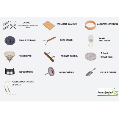 Kamado Monolith ONE . 55 + chariot + Tablettes