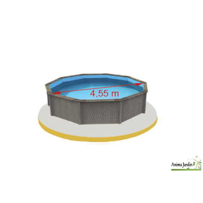 Piscine KIT décagonale Ø.4,55 Prof. 1,28m - Béton aspect bois - Naturalis