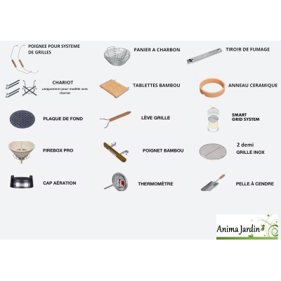 Barbecue Kamado Monolith CLASSIC Noir ProSerie 2.0 + Chariot + Tablettes