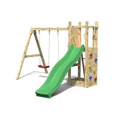 Aire de jeux en bois, Funny 3 Light - Balançoire double, Tour et toboggan, Fungoo