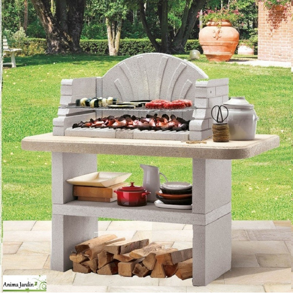 Barbecue en pierre Saint-Tropez, charbon et bois, Palazzetti