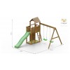 Aire de jeux en bois Boomer3 - Balançoire double, bac à sable et toboggan, Fungoo