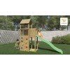 Aire de jeux en bois Boomer3 - Balançoire double, bac à sable et toboggan, Fungoo