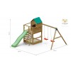Aire de jeux en bois Jarcas - Balançoire double, maison, bac à sable et toboggan, Fungoo