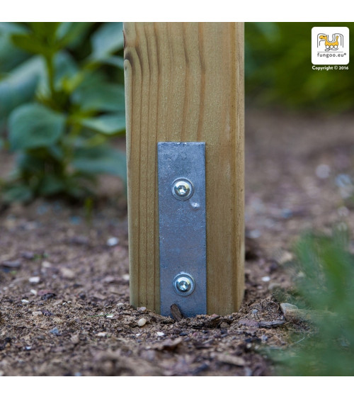 Aire de jeux en bois Jarcas - Balançoire double, maison, bac à sable et toboggan, Fungoo