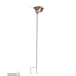 Silhouette oiseau rouge gorge, animal en métal, décoration extérieure