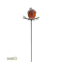 Silhouette oiseau rouge gorge, animal en métal, décoration extérieure