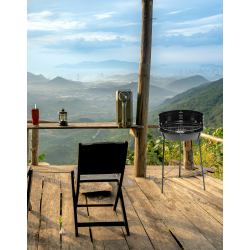 Barbecue à charbon de bois rond noir en acier, Flam