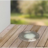 Spot LED Encastré rond Patio, Inox 316, 9W, 500lm 3000K, pour Terrasse & Allée
