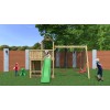 Aire de jeux en bois Floppi - Balançoire double, corde, table et toboggan, Fungoo