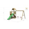 Aire de jeux en bois Floppi - Balançoire double, corde, table et toboggan, Fungoo